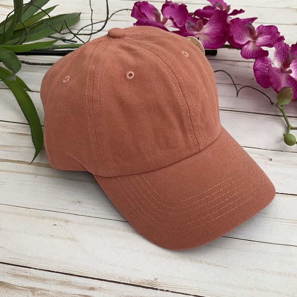 Accessories - Coral Color Acid Washed Baseball Cap